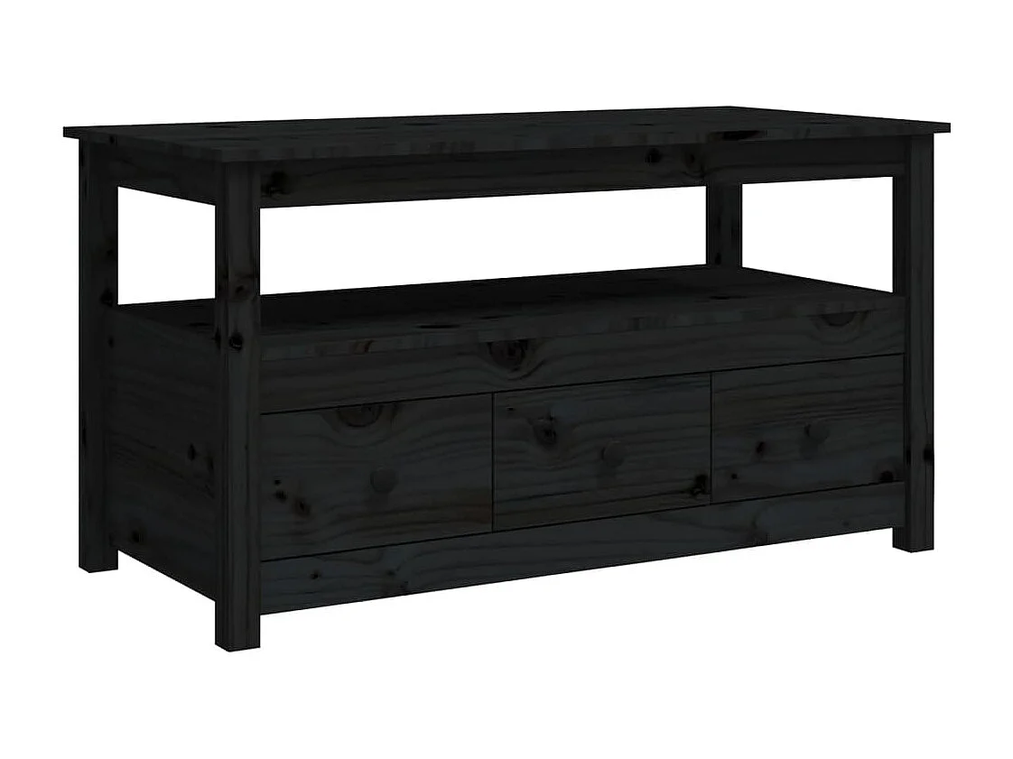 Table basse Noir 102x49x55 cm Bois massif de pin