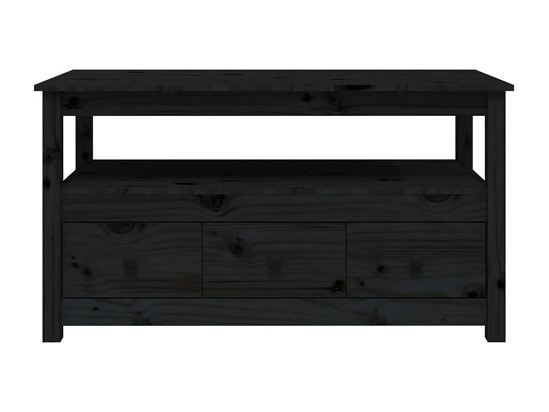 Table basse Noir 102x49x55 cm Bois massif de pin