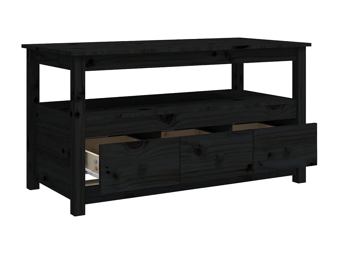 Table basse Noir 102x49x55 cm Bois massif de pin