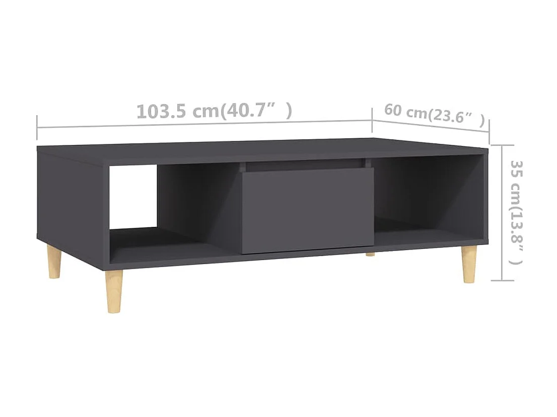 Table basse gris 103,5x60x35 cm bois d'ingénierie