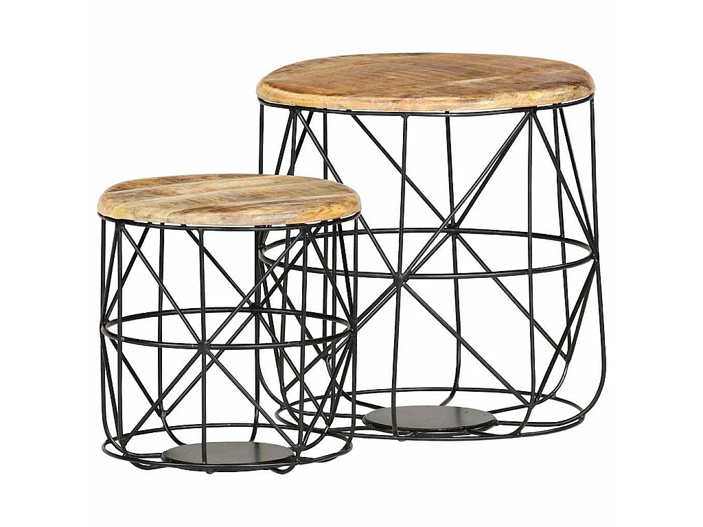 Tables basses 2 pcs Bois solide de manguier