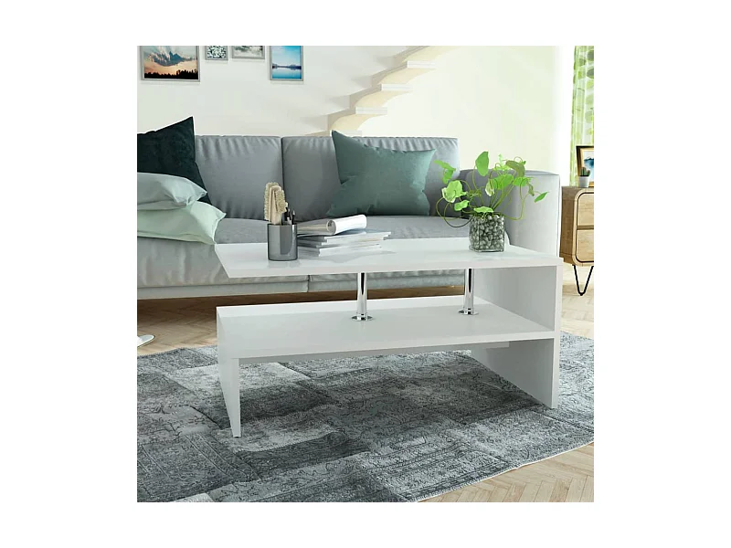 Couchtisch Holzwerkstoff 90x59x42 cm Weiß