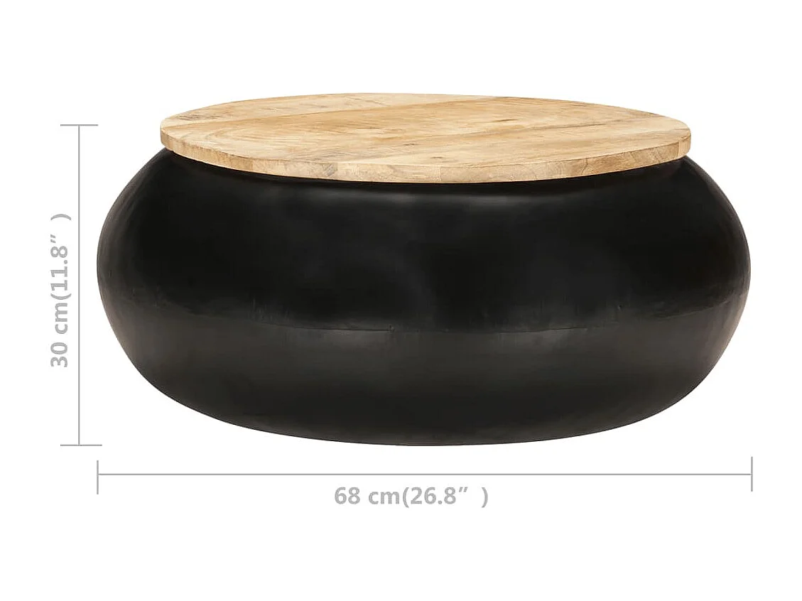 Table basse Noir 68x68x30 cm Bois de manguier solide