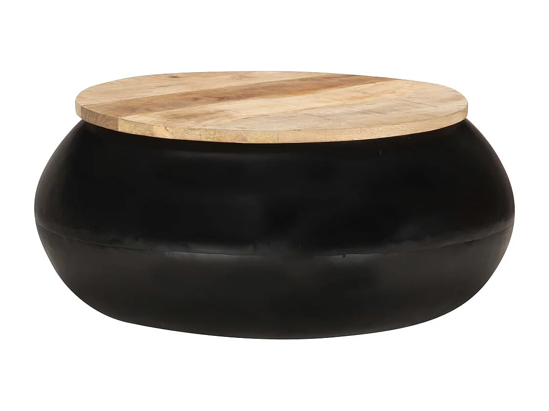 Table basse Noir 68x68x30 cm Bois de manguier solide