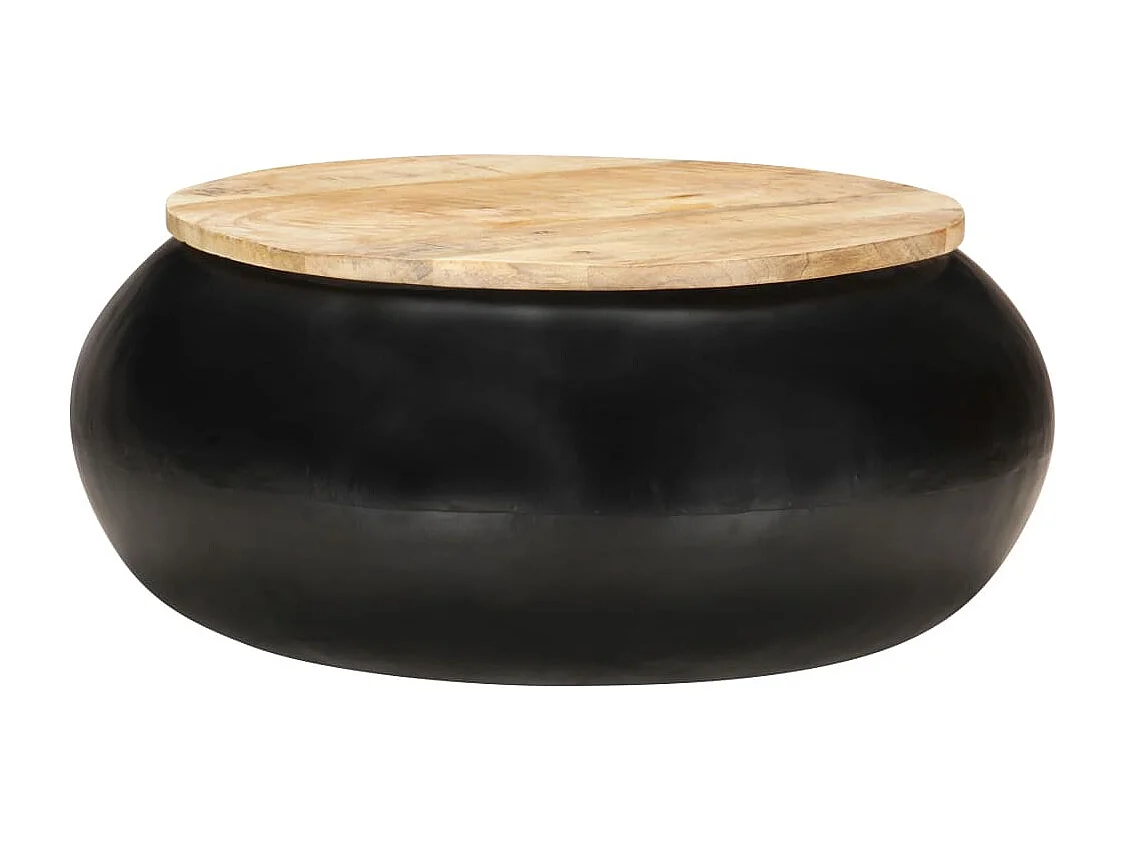Table basse Noir 68x68x30 cm Bois de manguier solide
