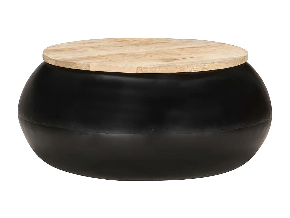 Table basse Noir 68x68x30 cm Bois de manguier solide