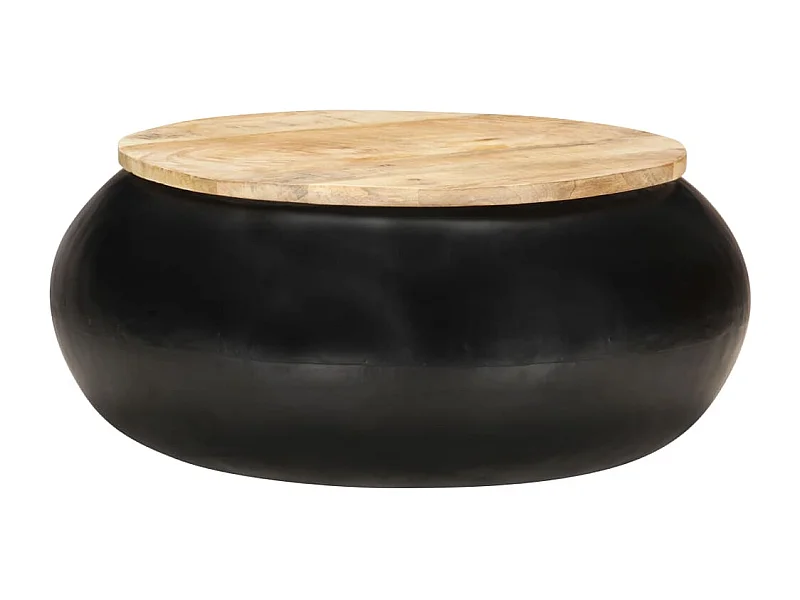 Table basse Noir 68x68x30 cm Bois de manguier solide