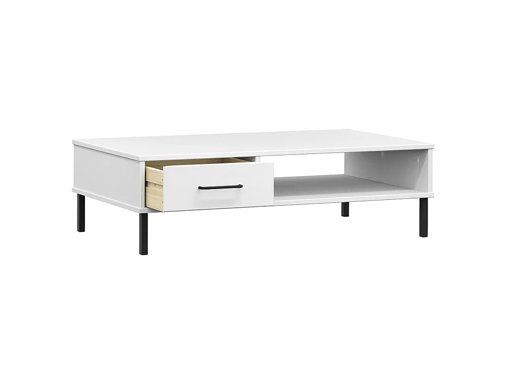 Mesa de centro patas de metal OSLO madera maciza pino blanco
