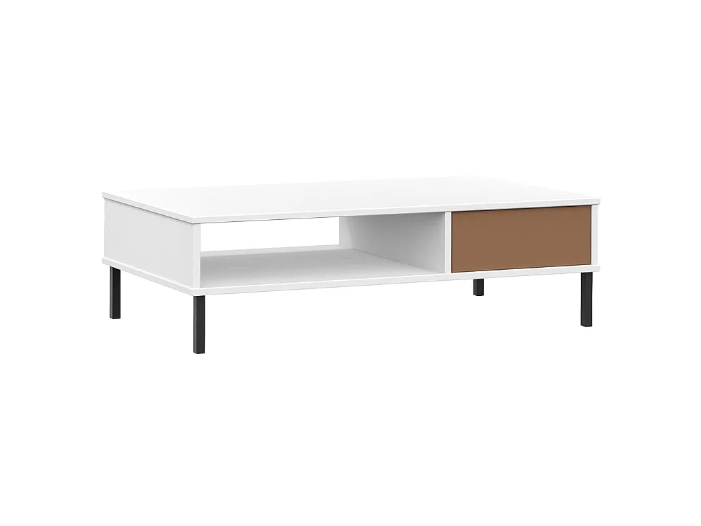 Mesa de centro patas de metal OSLO madera maciza pino blanco