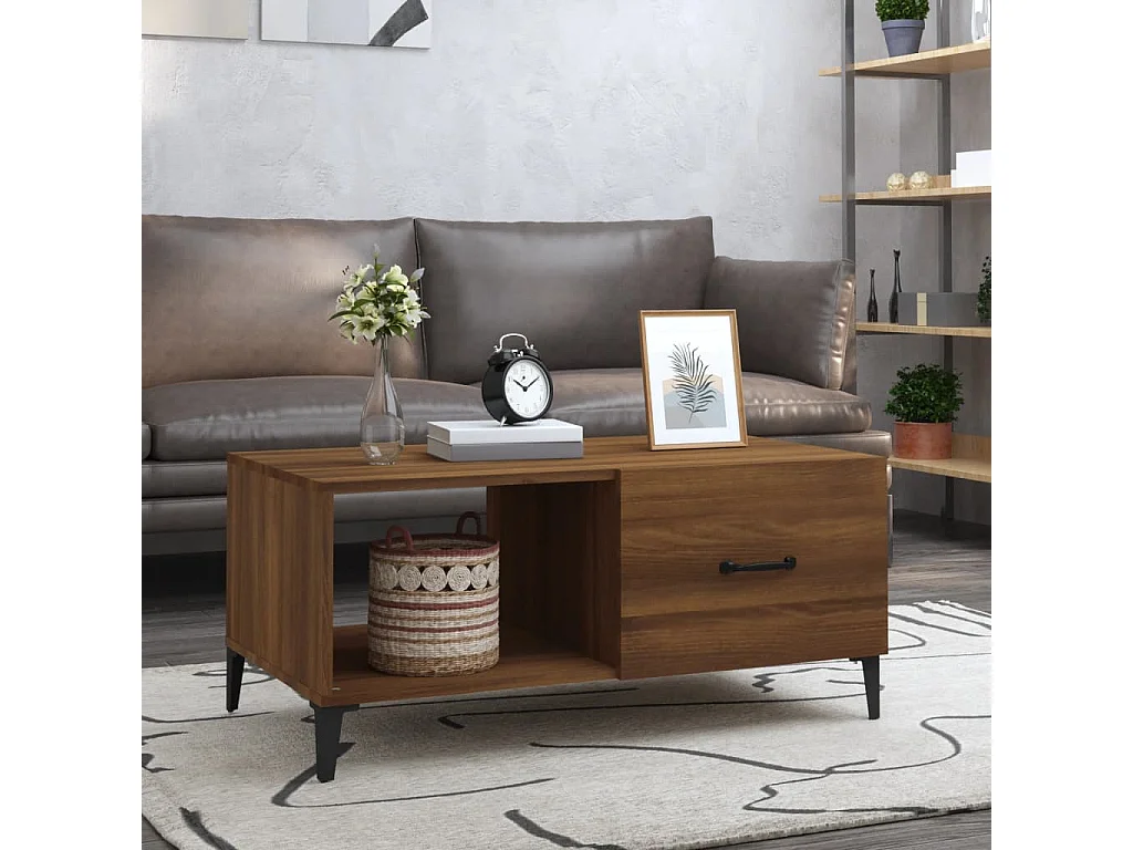 Salontafel 90x50x40 cm bewerkt hout bruin eikenkleur