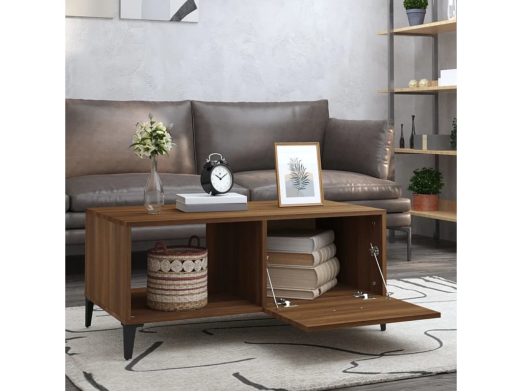 Salontafel 90x50x40 cm bewerkt hout bruin eikenkleur