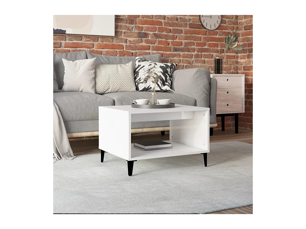 Table basse Blanc brillant 60x50x40 cm Bois d'ingénierie