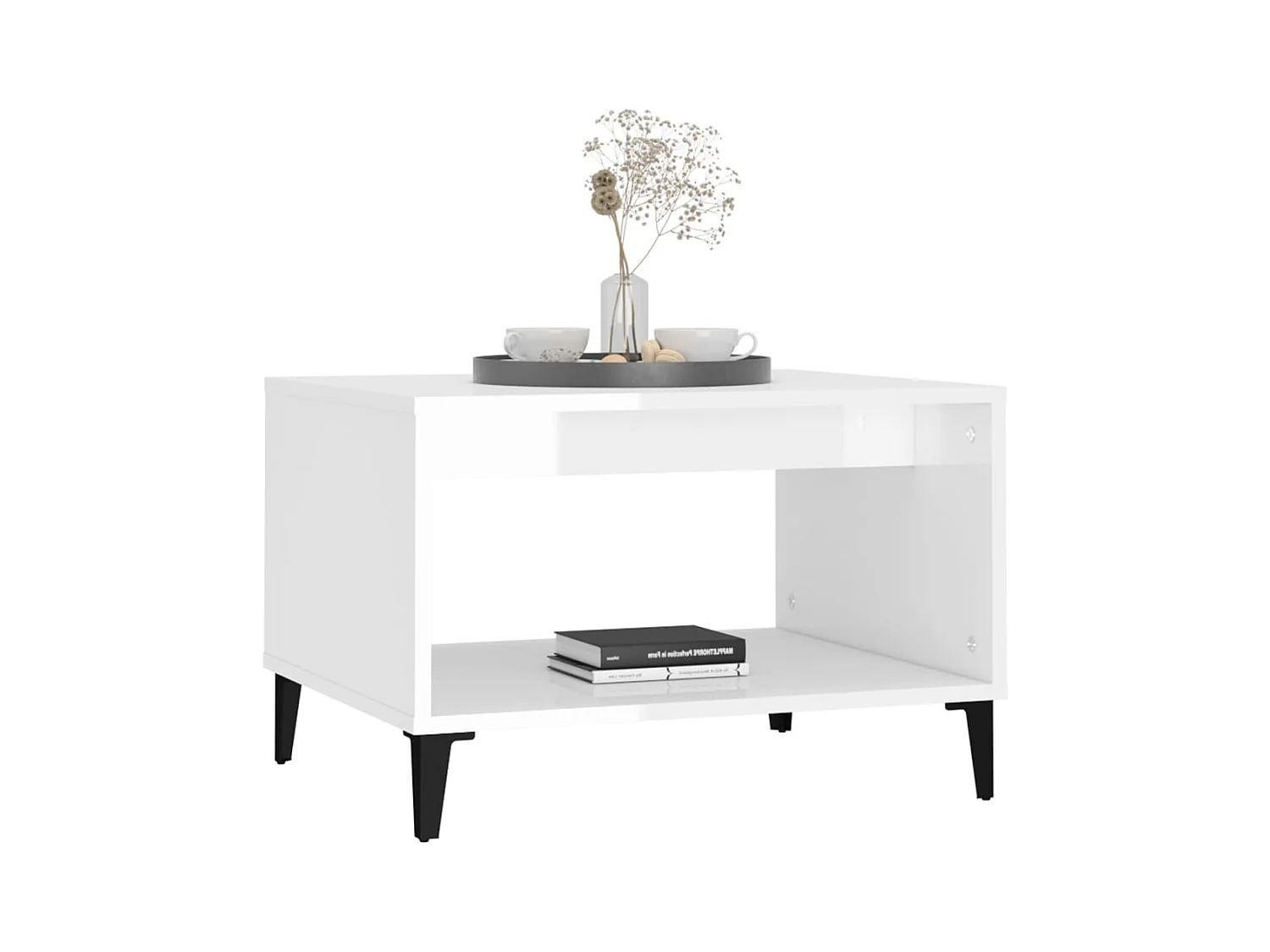 Couchtisch Hochglanz-Weiß 60x50x40 cm Holzwerkstoff