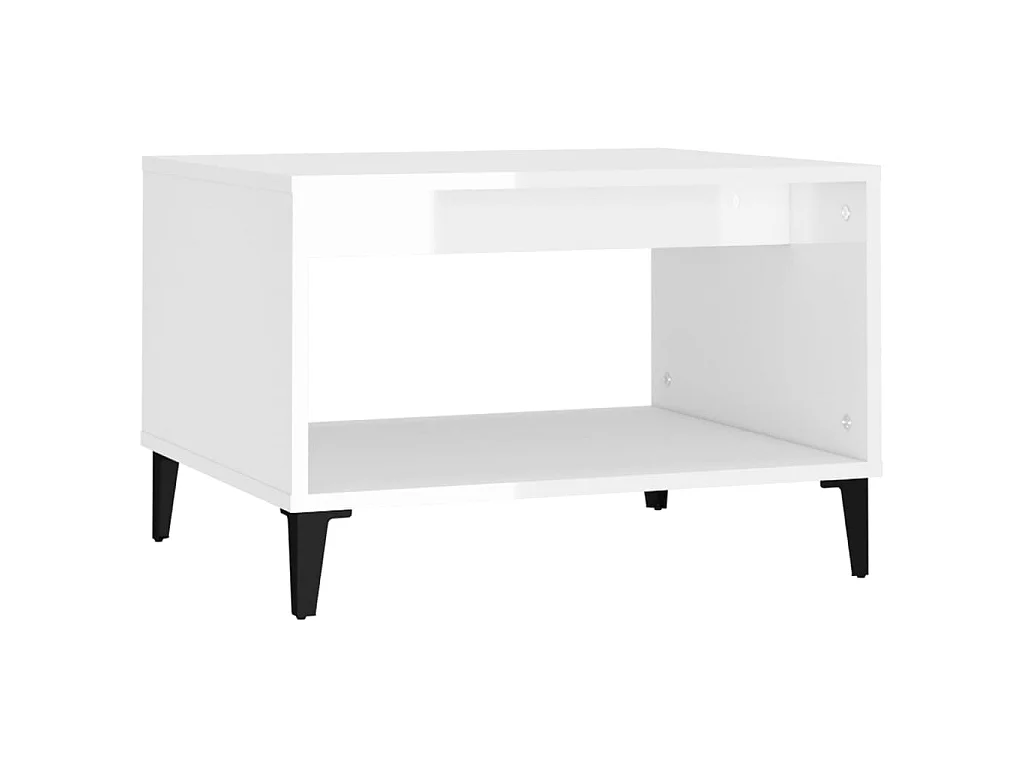 Salontafel 60x50x40 cm bewerkt hout hoogglans wit