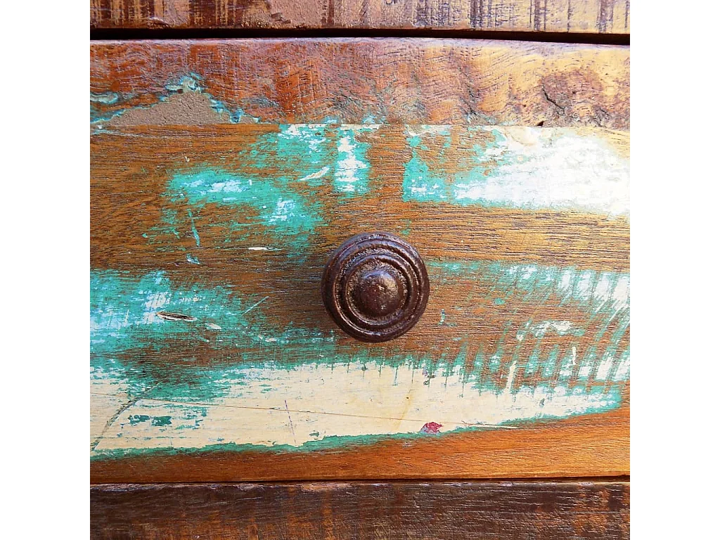 Couchtisch mit Abgerundeter Seite & 1 Schublade Altholz