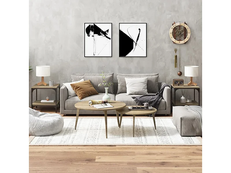 Bijzettafels 2 st 40x40x40 cm bewerkt hout sonoma eikenkleurig