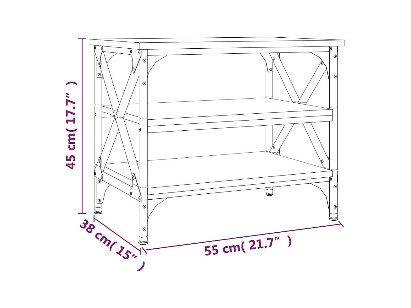 Table d'appoint Sonoma gris 55x38x45 cm Bois d'ingénierie