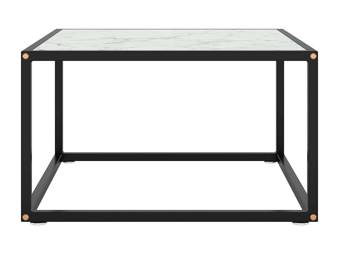 Couchtisch Schwarz mit Weißem Glas in Marmor-Optik 60x60x35 cm