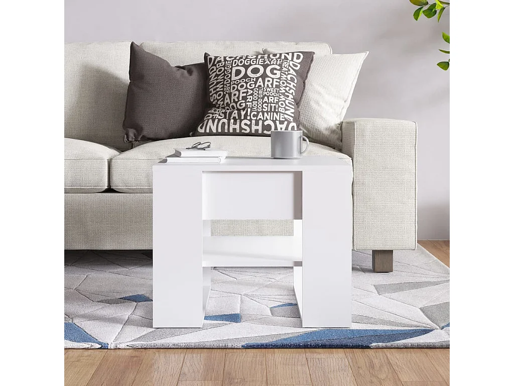 Table basse blanc 55,5x55x45 cm bois d'ingénierie