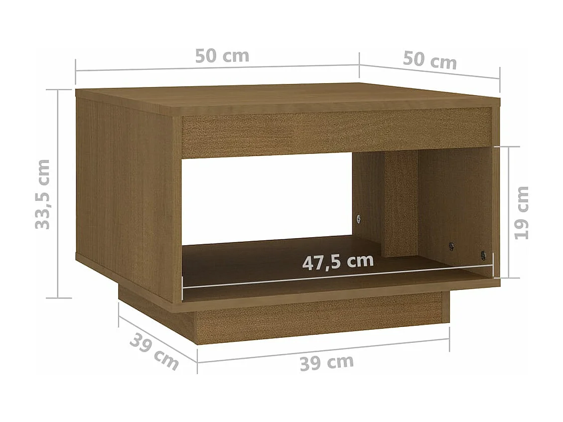 Mesa de centro 50x50x33,5 cm pinho maciço castanho mel
