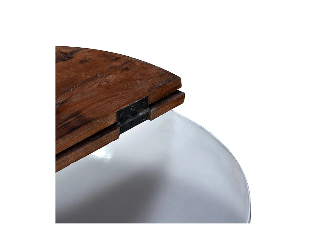 2-tlg. Couchtisch-Set Altholz Massiv Weiß Schalenform