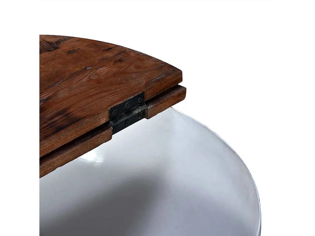 2-tlg. Couchtisch-Set Altholz Massiv Weiß Schalenform