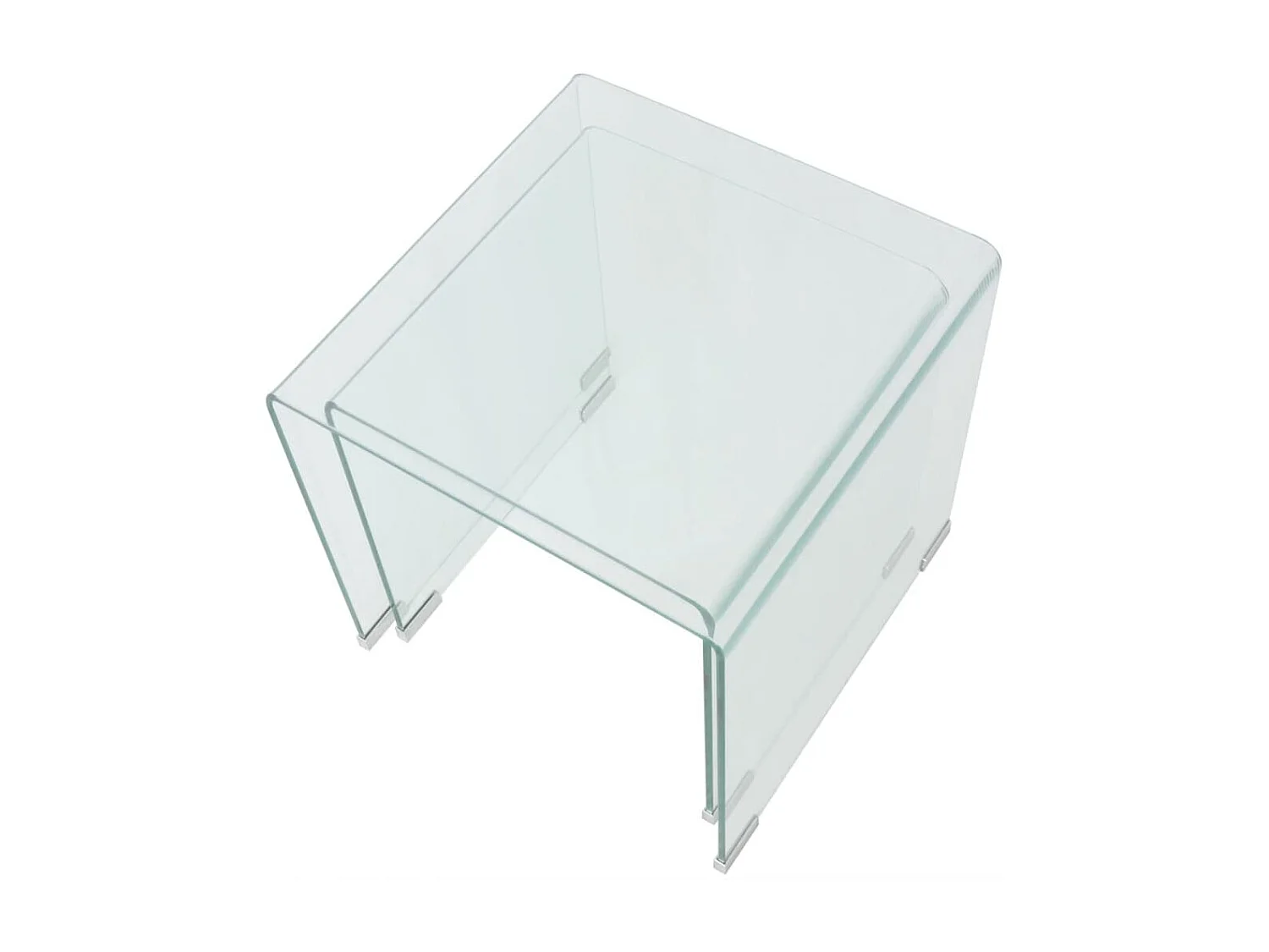 Zweiteiliges Satztisch-Set aus gehärtetem Glas Transparent