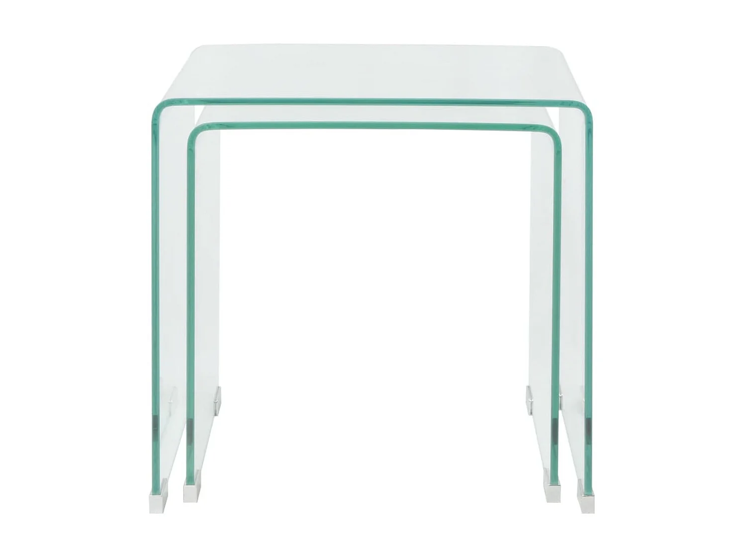 Ensemble de tables gigognes 2 Pièces Verre trempé Transparent