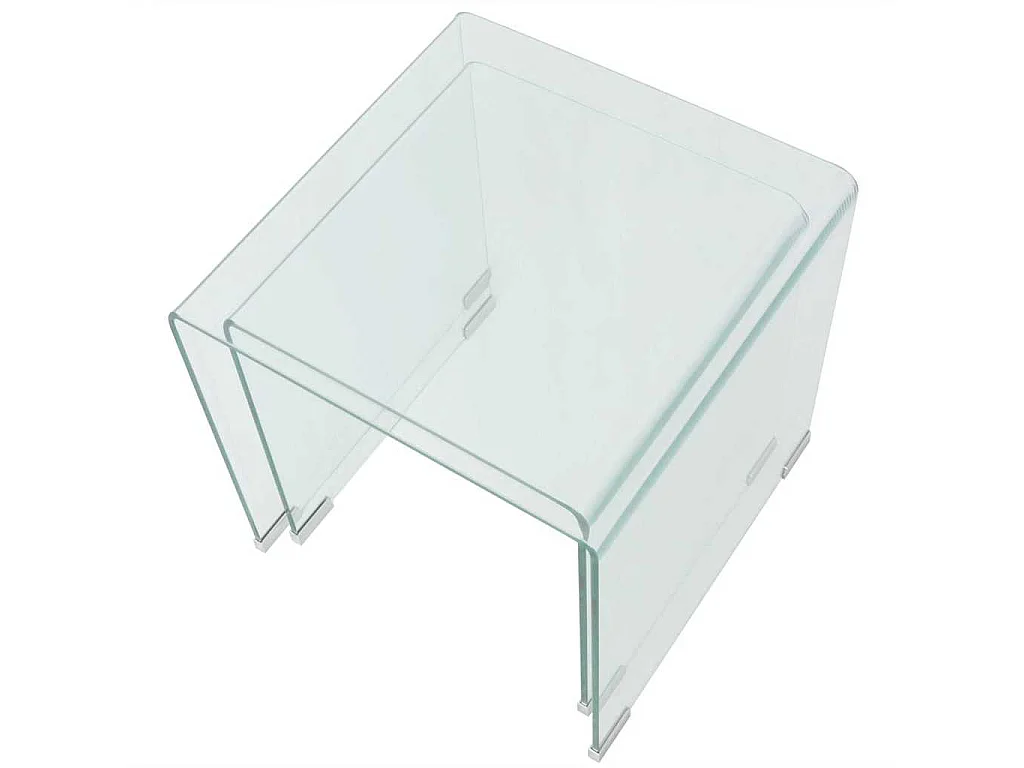 Ensemble de tables gigognes 2 Pièces Verre trempé Transparent