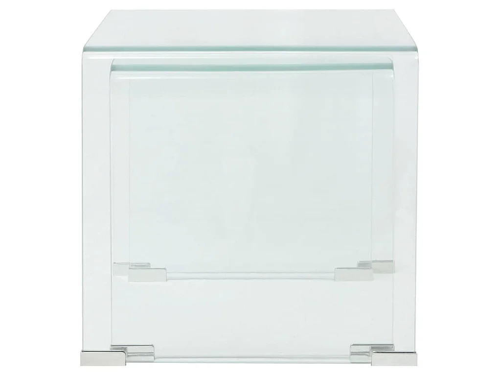 Ensemble de tables gigognes 2 Pièces Verre trempé Transparent