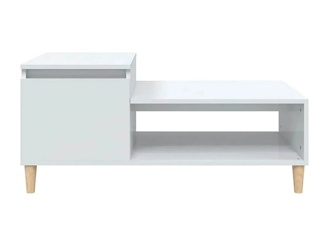 Mesa de centro madera contrachapada blanco brillo 100x50x45 cm