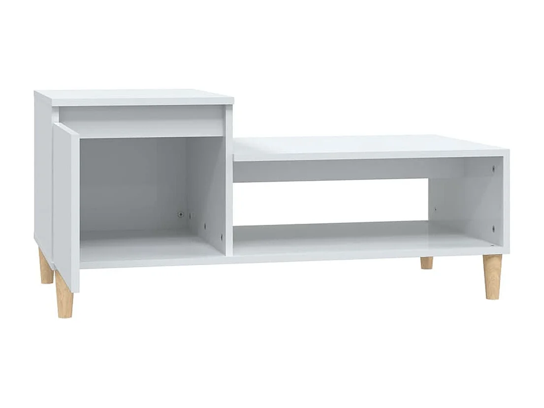 Mesa de centro madera contrachapada blanco brillo 100x50x45 cm
