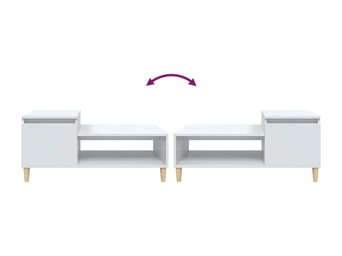 Mesa de centro madera contrachapada blanco brillo 100x50x45 cm