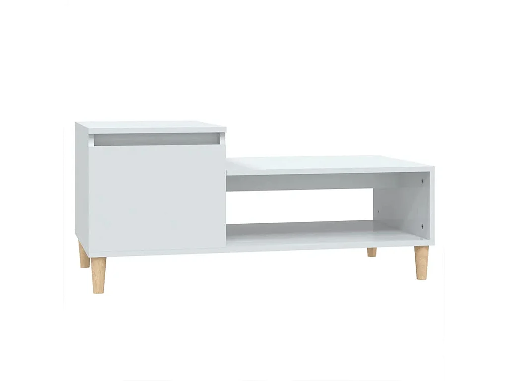 Mesa de centro madera contrachapada blanco brillo 100x50x45 cm