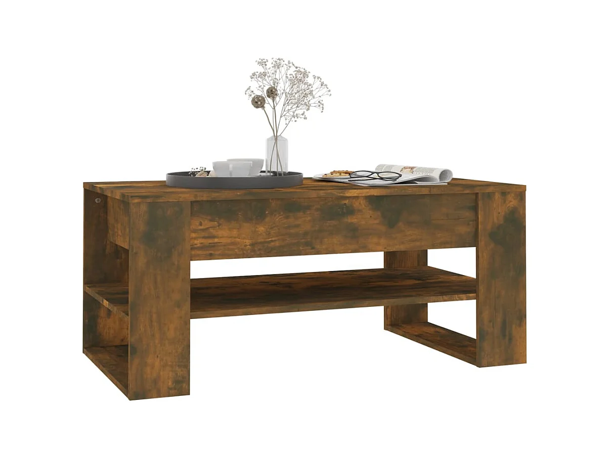 Salontafel 102x55x45 cm bewerkt hout gerookt eikenkleurig