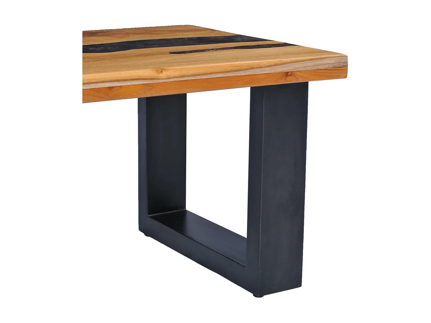 Tavolino Salotto 100x50x40 cm Legno Massello Teak e Poliresina