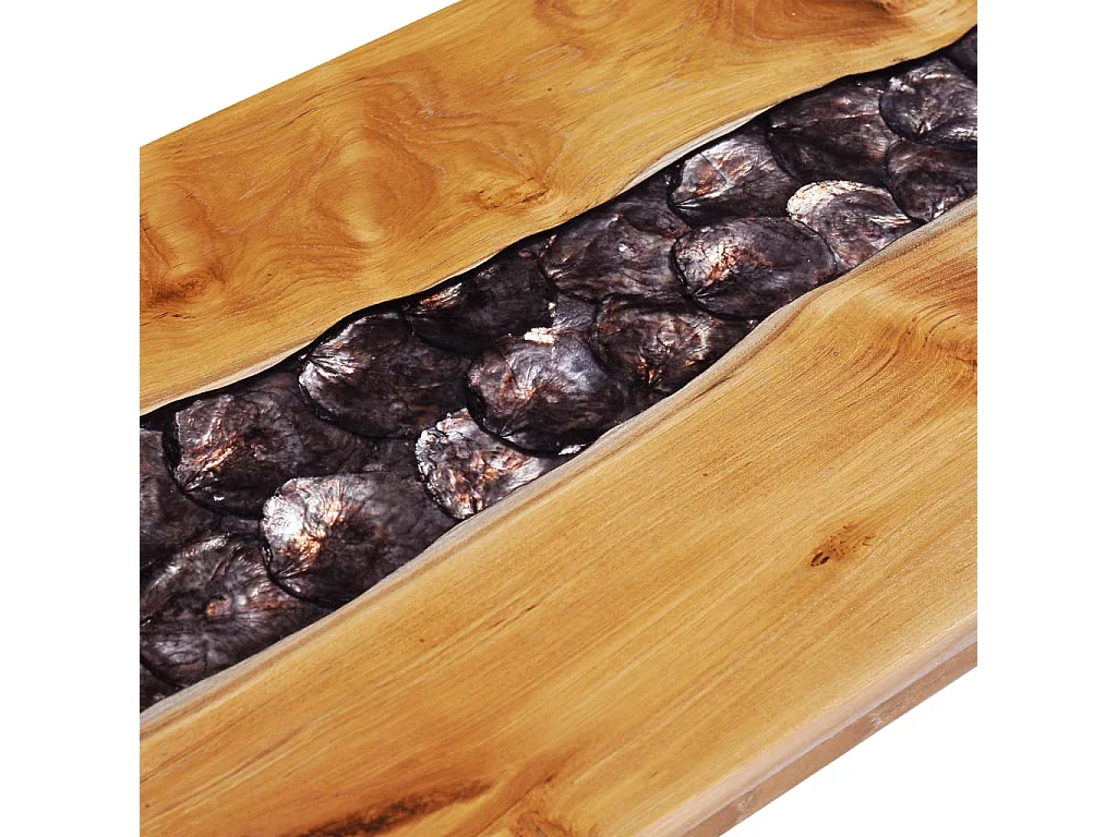 Tavolino Salotto 100x50x40 cm Legno Massello Teak e Poliresina