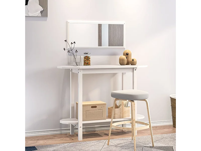 Mesa consola de madera maciza de pino blanco 110x40x80 cm
