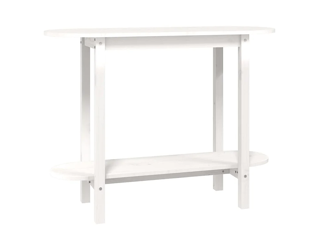 Tavolo Consolle Bianco 110x40x80 cm in Legno Massello di Pino