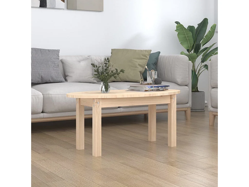 Tavolino da Salotto 80x40x35 cm in Legno Massello di Pino