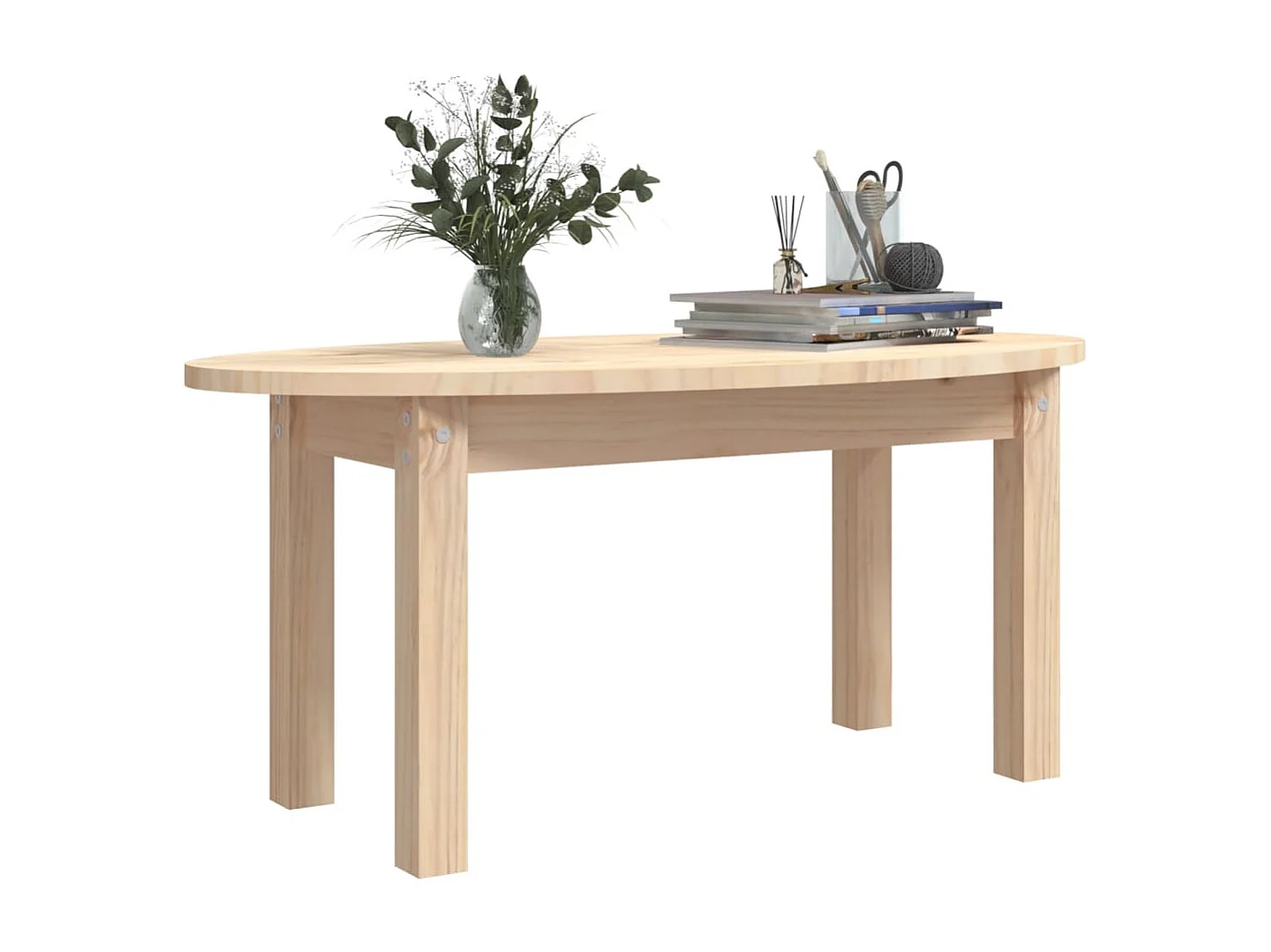 Tavolino da Salotto 80x40x35 cm in Legno Massello di Pino