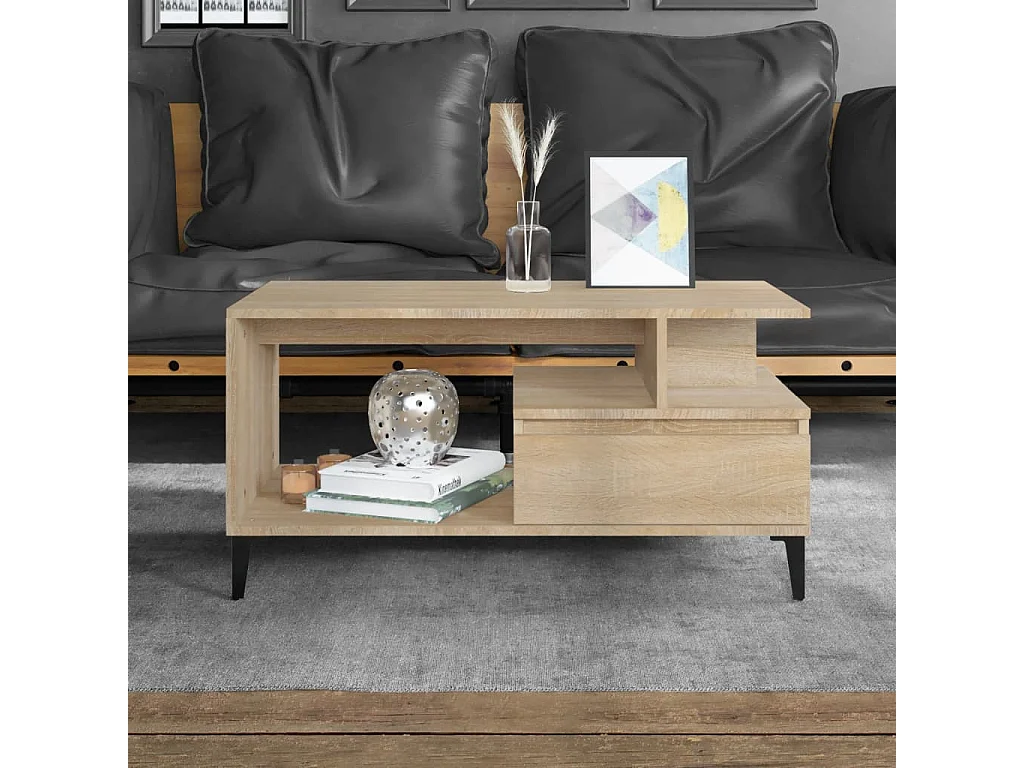 Mesa de centro madera contrachapada roble Sonoma 90x49x45 cm