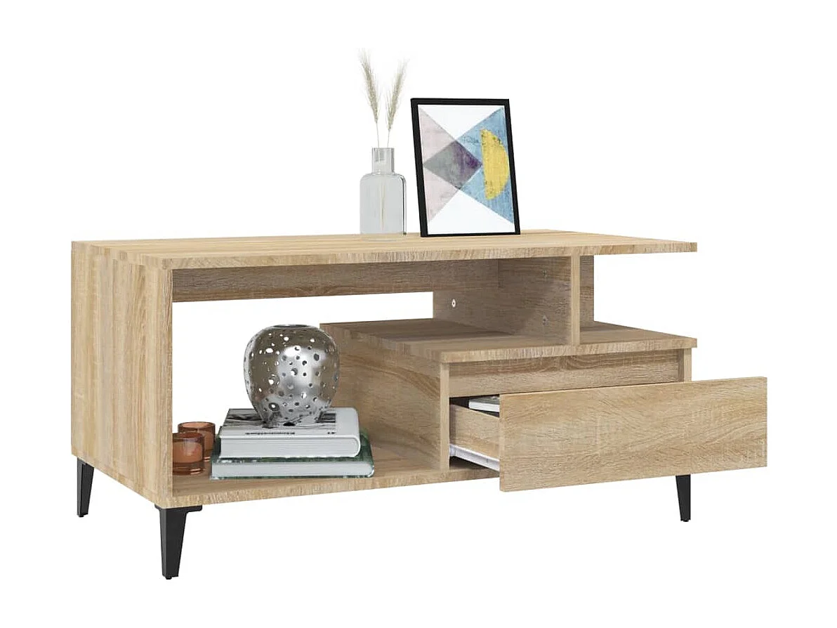 Mesa de centro madera contrachapada roble Sonoma 90x49x45 cm