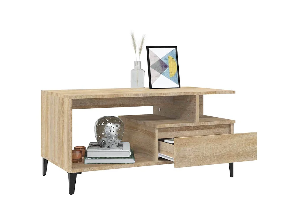 Salontafel 90x49x45 cm bewerkt hout sonoma eikenkleurig