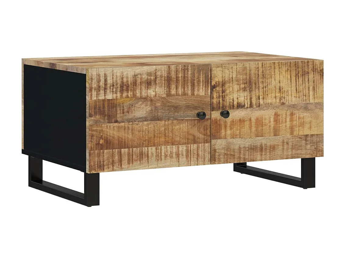 Mesa de centro madera maciza mango y contrachapada 80x50x40 cm