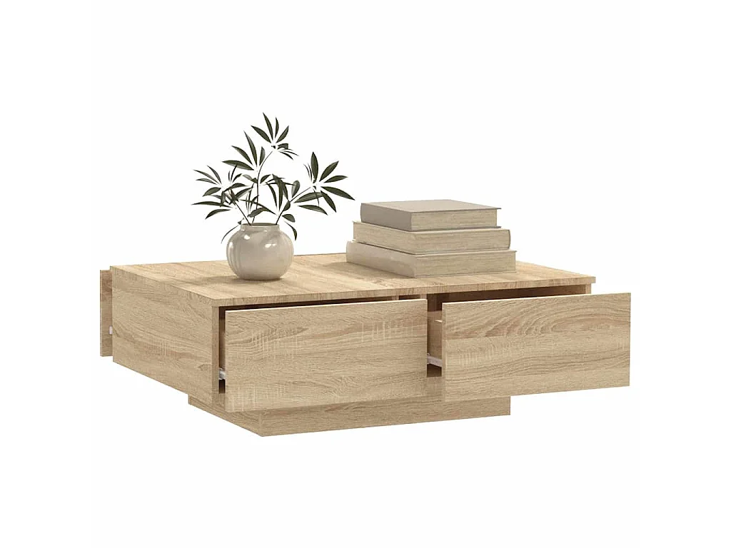 Table basse chêne sonoma 90x60x31 cm bois d'ingénierie