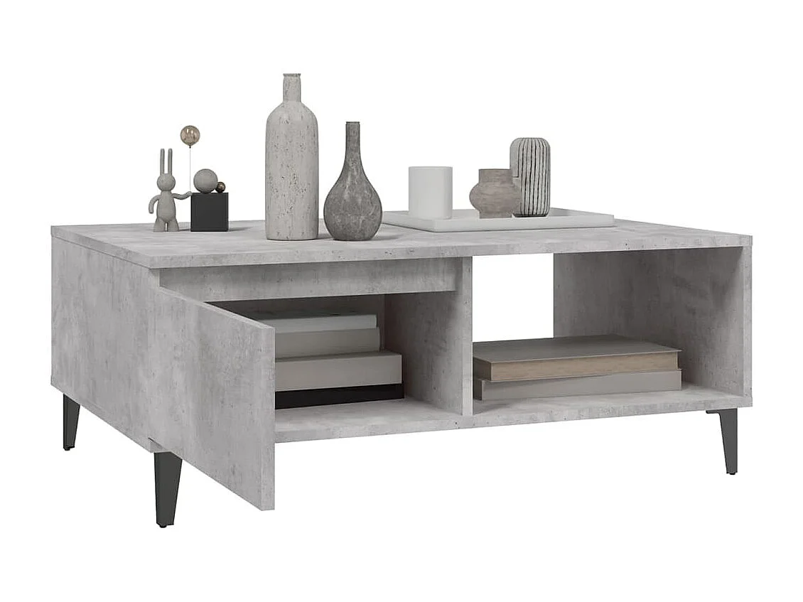 Salontafel 90x60x35 cm bewerkt hout betongrijs