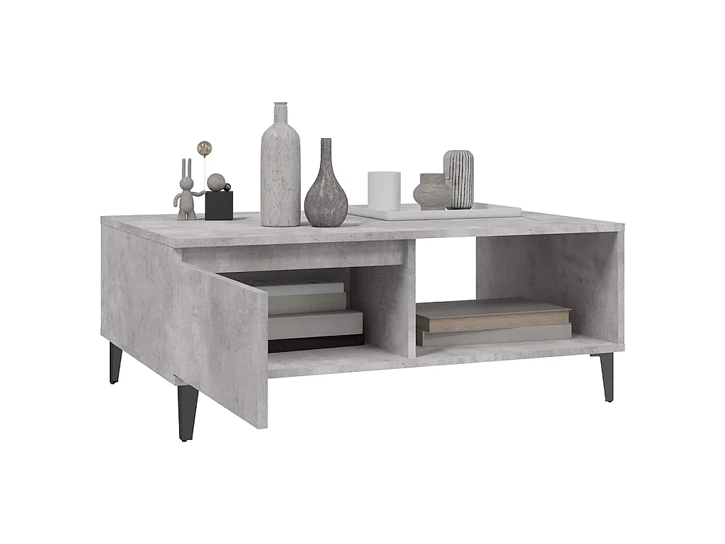 Table basse gris béton 90x60x35 cm bois d'ingénierie