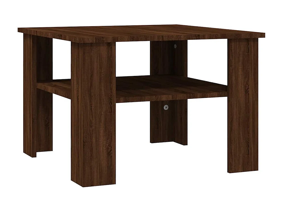 Mesa de centro de madera contrachapada roble marrón 60x60x42 cm
