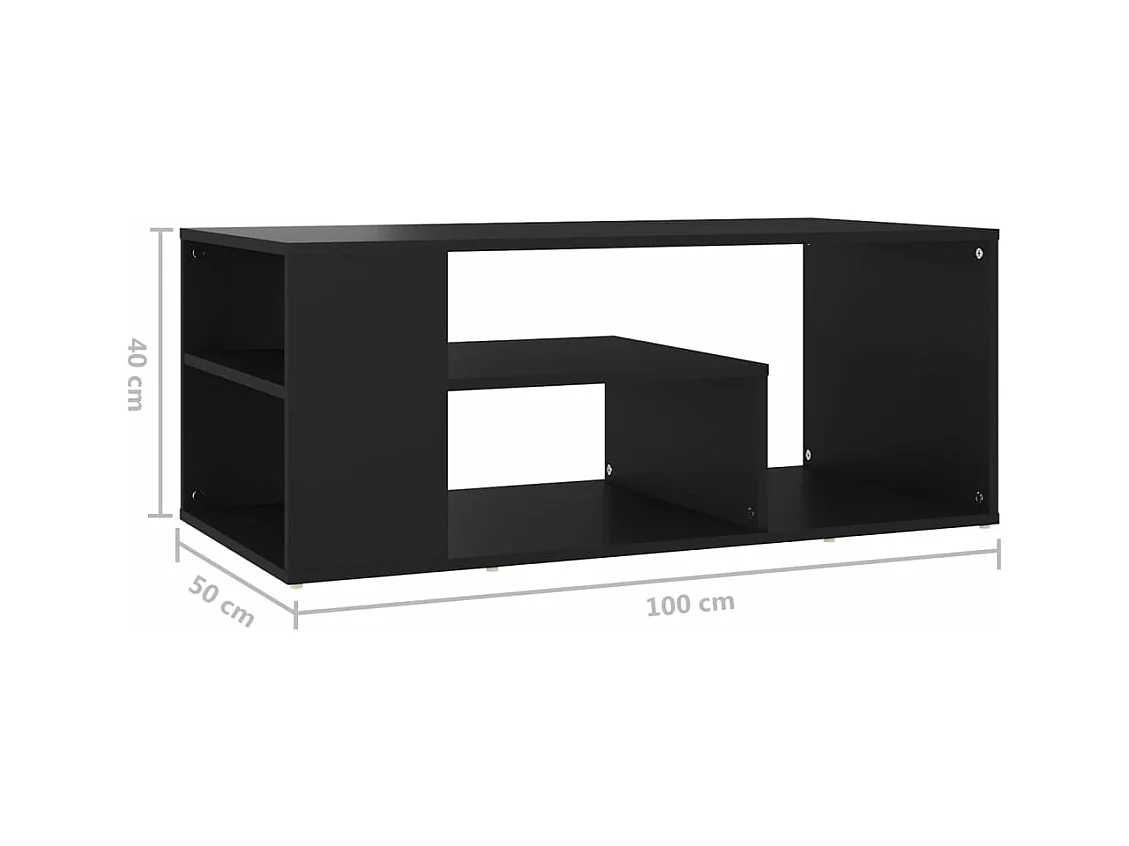 Table basse noir 100x50x40 cm bois d'ingénierie
